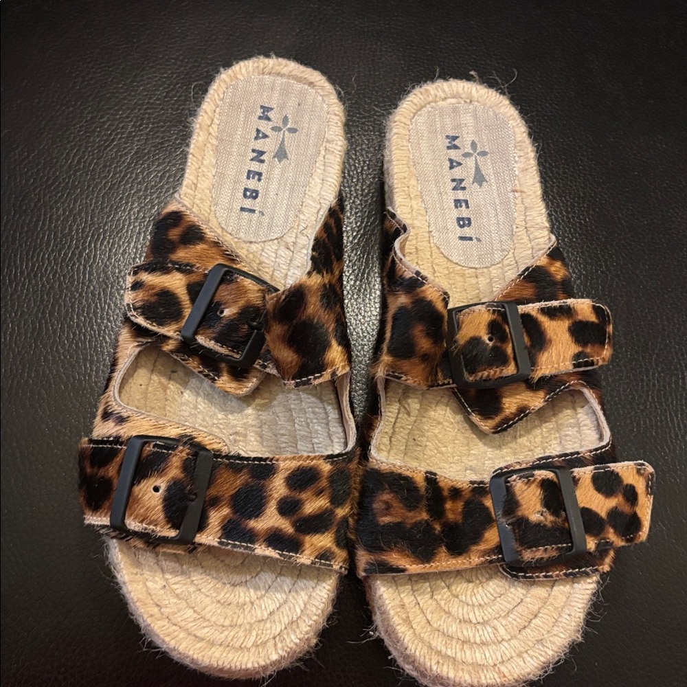 Manebi Leopard Print Sandals